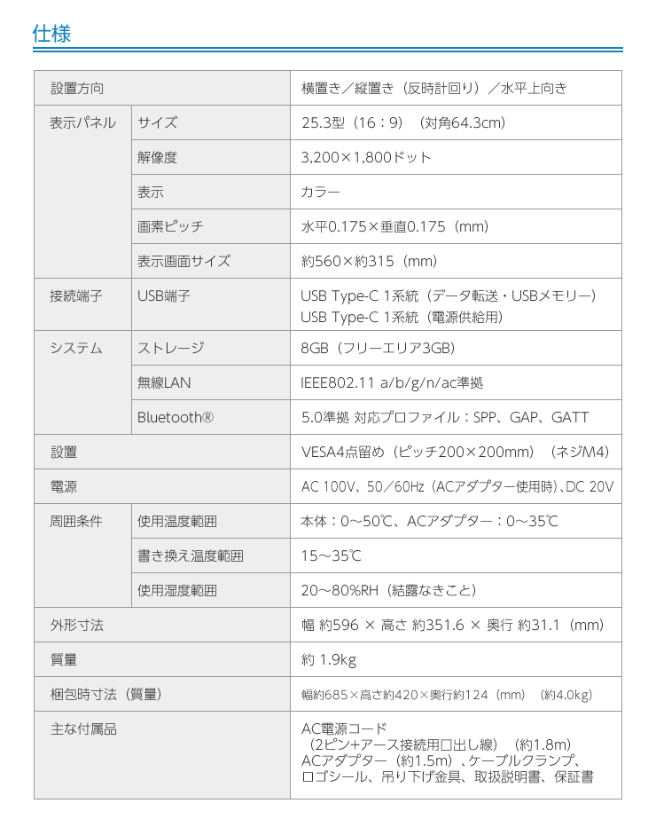 シャープ カラー電子ペーパーディスプレイ 25.3型 EP-C251 シャープ カラー電子ペーパーディスプレイ 25.3型 EP-C251