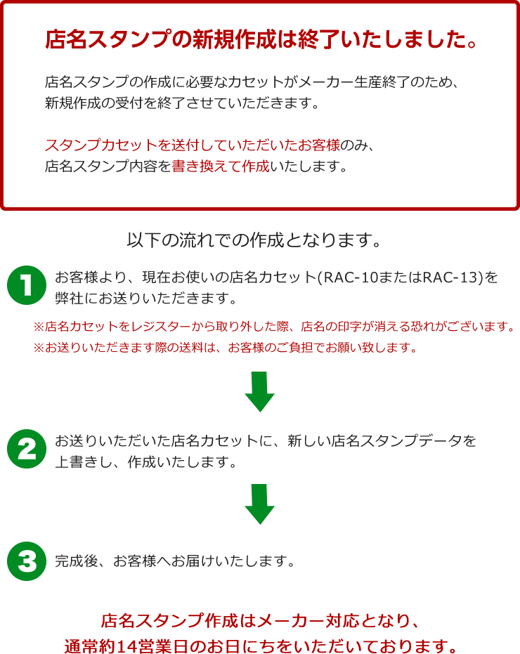 カシオレジスター 店名スタンプRAC-13 専用パーツ注文用紙 n04113-